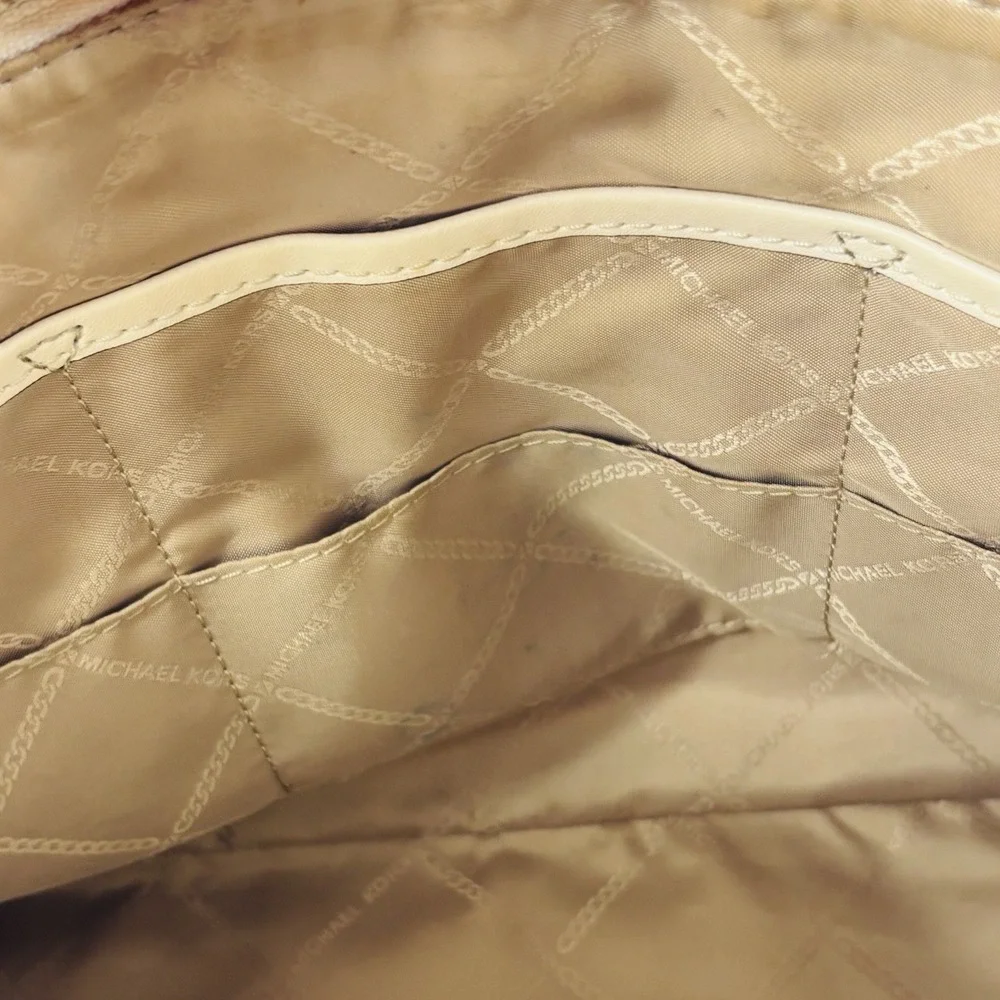 Michael Kors Sienna‎ Medium Pebbled Leather Satchel Bag Purse Soft White Chic
